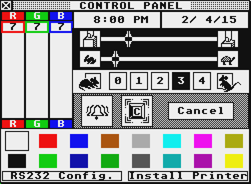 Couleurs hardware du panneau de contrôle CONTROL.ACC