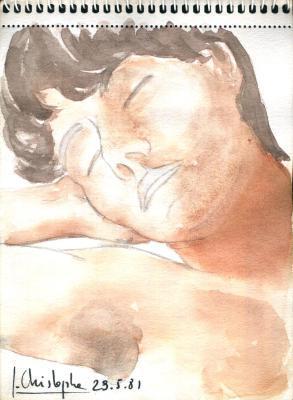 Aquarelle d'une dormeuse