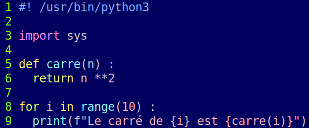 exemple de code avec le modèle de couleur ‘darkblue’