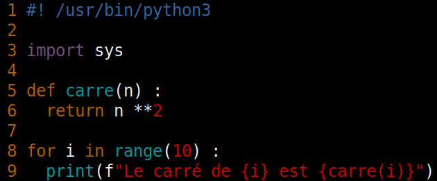 exemple de code avec le modèle de couleur ‘default’