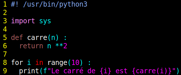 exemple de code avec le modèle de couleur ‘elflord’