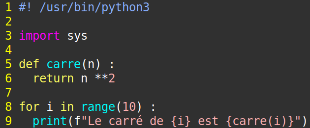 exemple de code avec le modèle de couleur ‘evening’