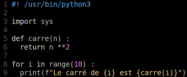 exemple de code avec le modèle de couleur ‘lunaperche’