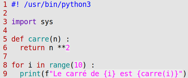 exemple de code avec le modèle de couleur ‘morning’