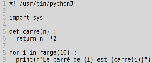 exemple de code avec le modèle de couleur ‘quiet’