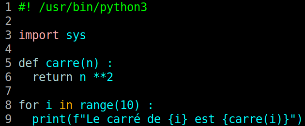 exemple de code avec le modèle de couleur ‘ron’