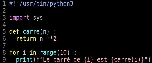exemple de code avec le modèle de couleur ‘torte’