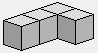 Deuxième pièce du cube Soma, trois cubes alignés et un collé au bout à côté, «L»