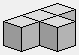 Troisième pièce du cube Soma, trois cubes alignés et un collé au centre, «T»